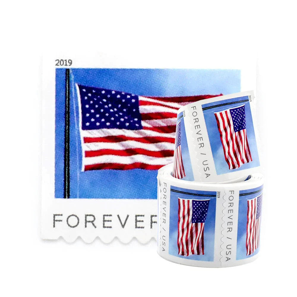 Flag Forever Stamps-100 Rolls Coil (Self-Adhesive)-10,000 Stamps