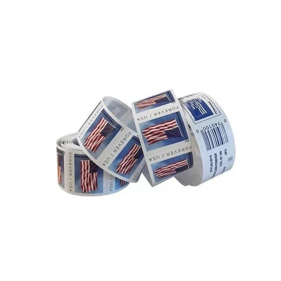 Flag Forever Stamps-50 Rolls Coil (Self-Adhesive)-5000 Stamps