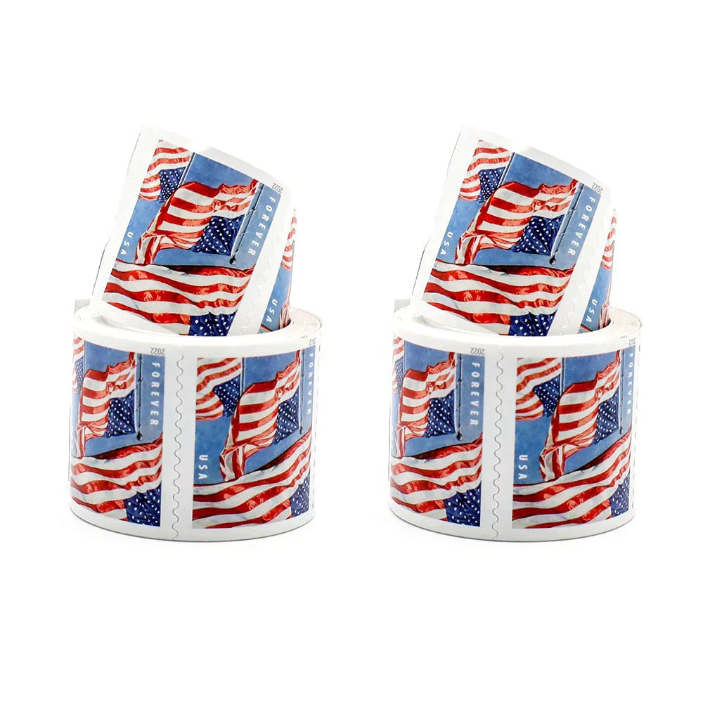 Flag Forever Stamps-10 Rolls Coil (Self-Adhesive)-1000 Stamps