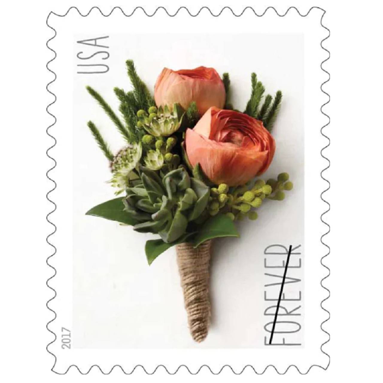 Forever Stamps 2017 Boutonniere-Wedding Invitation, First-Class Postage