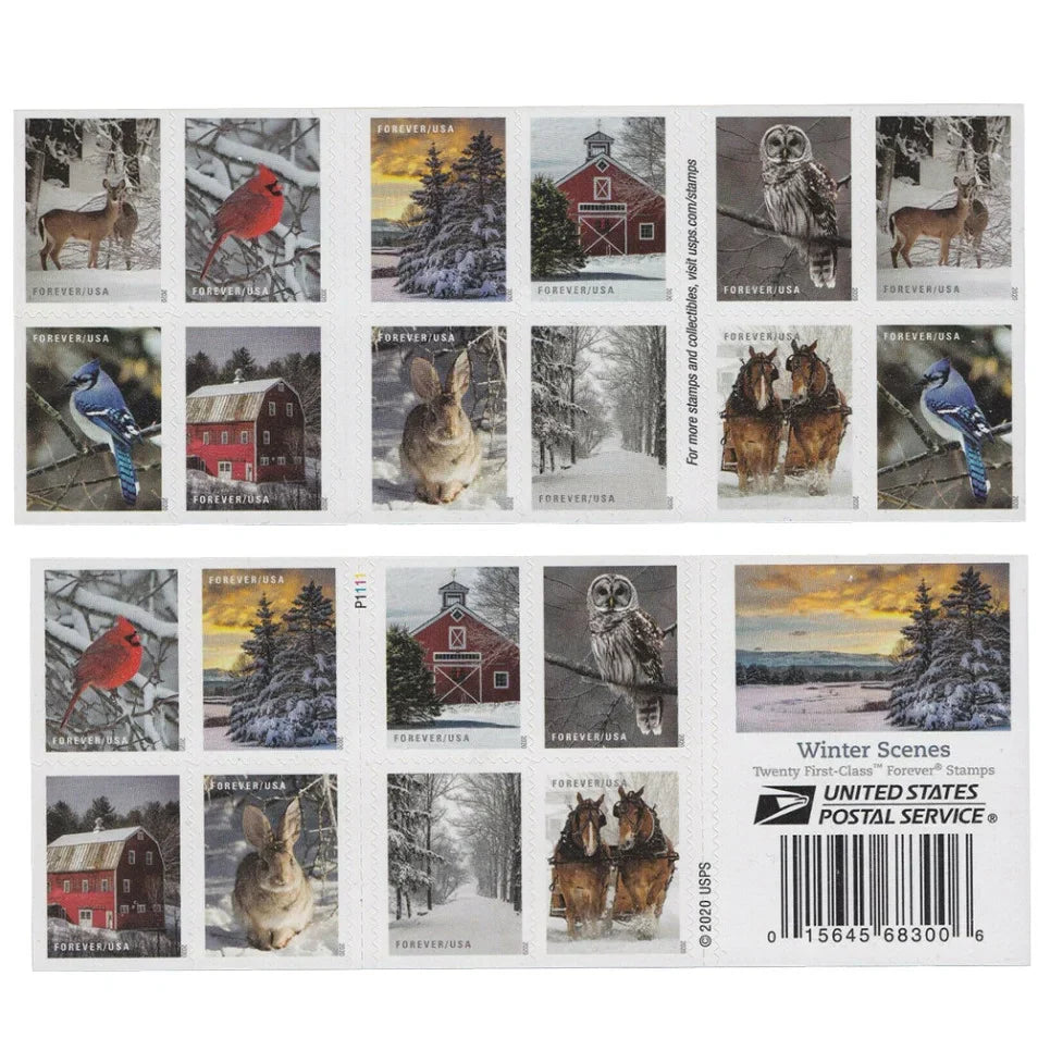 Forever Stamps 2020 Winter Scenes-Seasonal Celebration, First-Class Postage