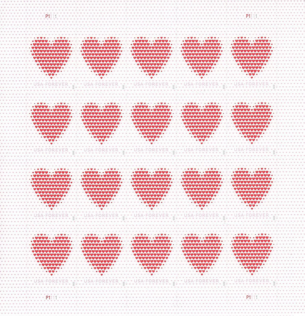 Forever Stamps 2020 Made of Hearts-Love Message, First-Class Postage