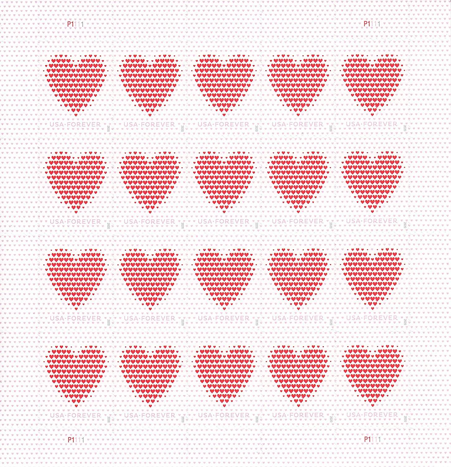 Forever Stamps 2020 Made of Hearts-Love Message, First-Class Postage