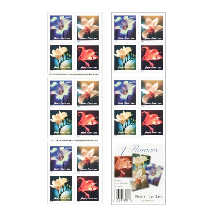 First Class Stamps 2000 Four Flowers-Nature Series, Fixed Rate Postage