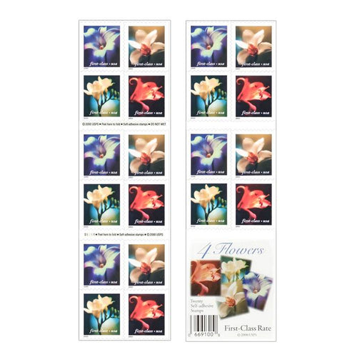First Class Stamps 2000 Four Flowers-Nature Series, Fixed Rate Postage