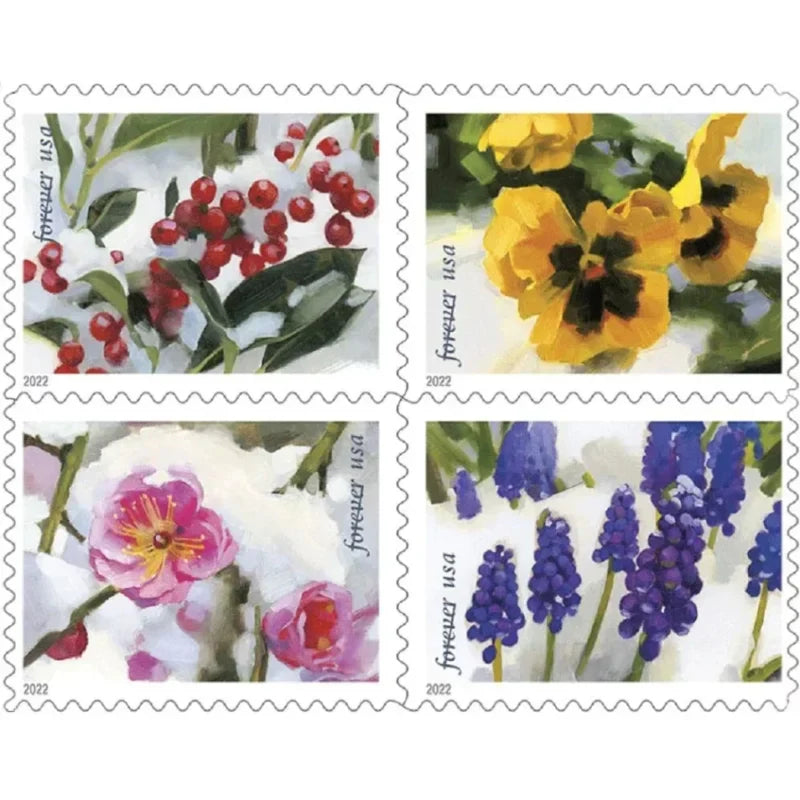 Forever Stamps 2022 Snowy Beauty-Winter Nature Collection, First-Class Postage