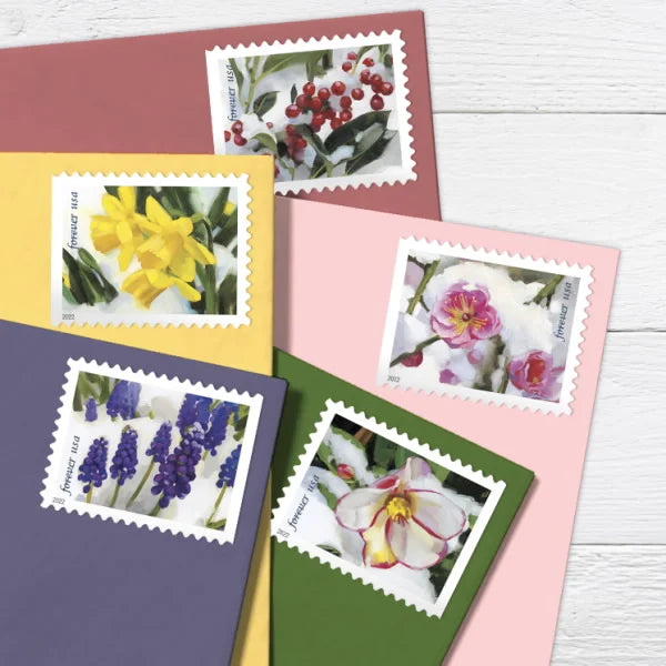 Forever Stamps 2022 Snowy Beauty-Winter Nature Collection, First-Class Postage