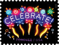 Forever Stamps 2015 Neon Celebrate-Festive Greetings, First-Class Postage