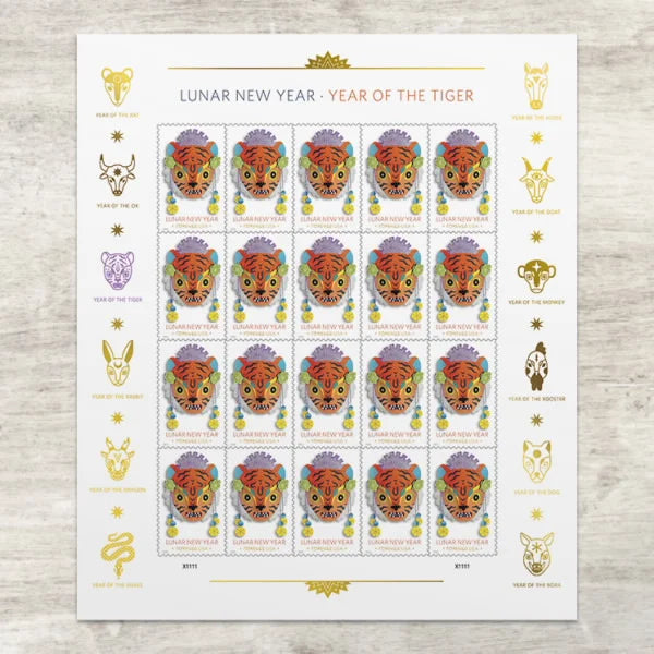 Forever Stamps 2022 Lunar New Year-Year of the Tiger, Holiday Celebration, First-Class Postage