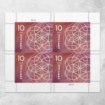 $10 Stamps 2023 Floral Geometry-Art Collection, High Value Postage