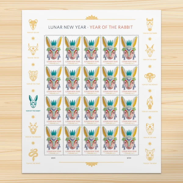 Forever Stamps 2023 Lunar New Year-Year of the Rabbit, Holiday Celebration, First-Class Postage
