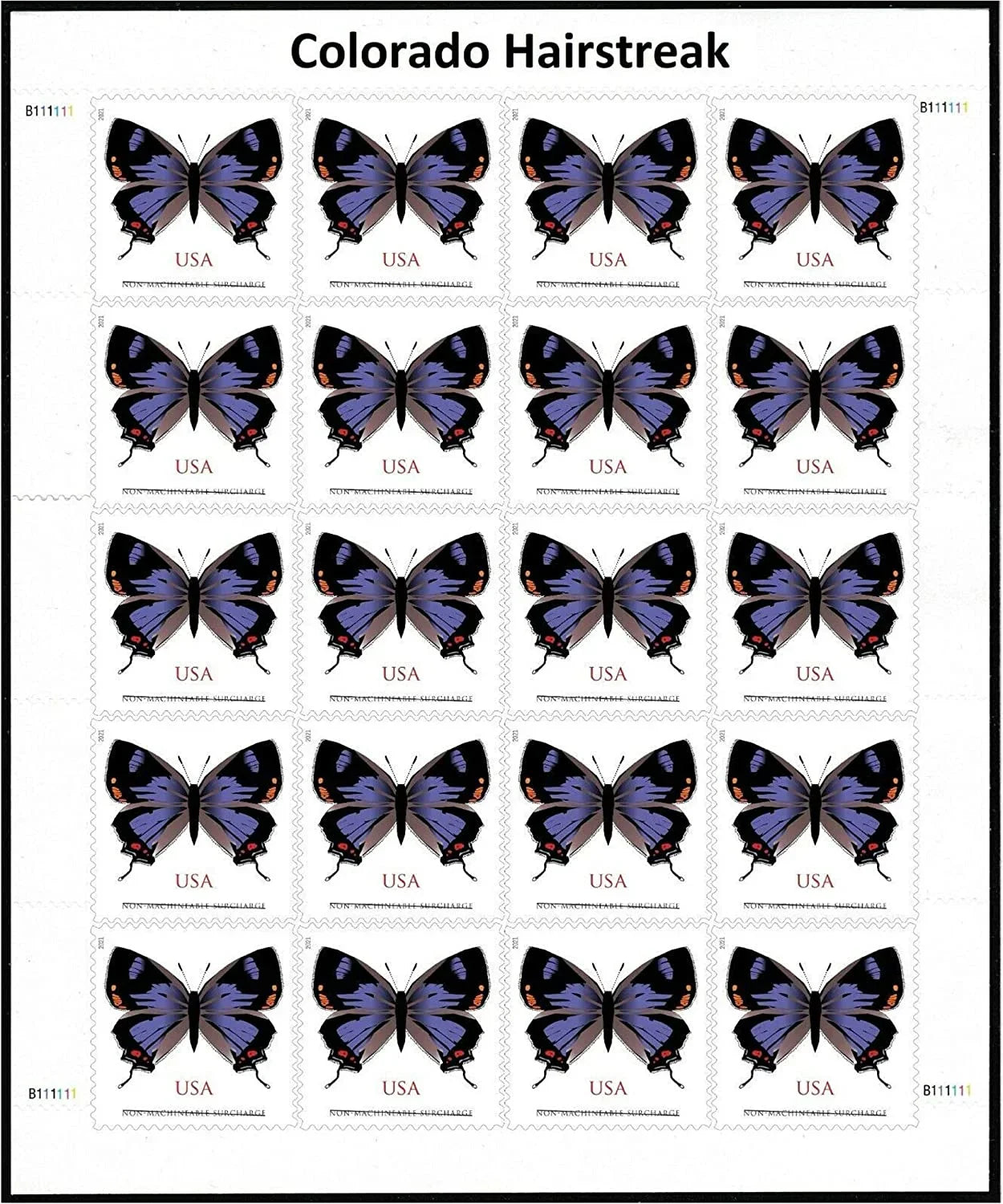 $1.12 Stamps 2021 Colorado Hairstreak Butterfly-Non-Machinable Surcharge, First-Class Rate