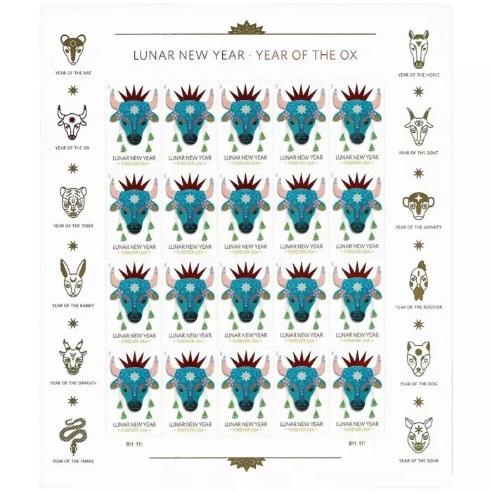 Forever Stamps 2021 Lunar New Year-Year of the Ox, Holiday Celebration, First-Class Postage