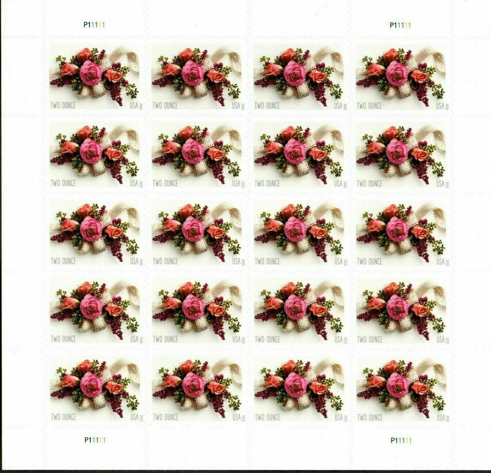 Two-Ounce Stamps 2020 Garden Corsage-Wedding Mail, First-Class Rate