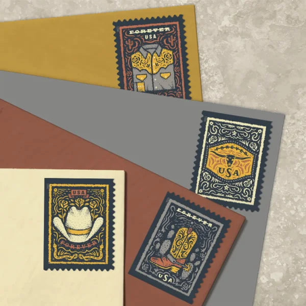 Forever Stamps 2021 Western Wear-Americana Style Collection, First-Class Postage
