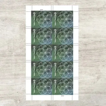 First Class Stamps 2022 Floral Geometry-Art Collection, $2 Postage