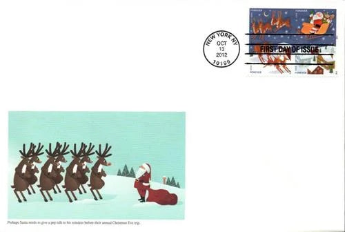 Forever Stamps 2021 Santa and Sleigh-Holiday Celebration, First-Class Postage