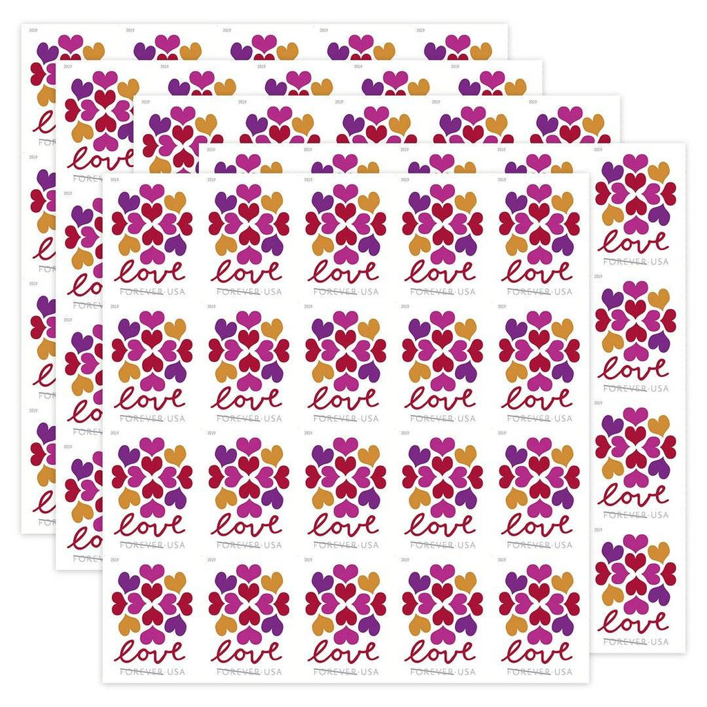 Forever Stamps 2019 Hearts Blossom-Love Message, First-Class Postage