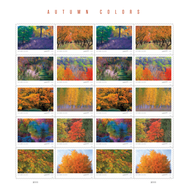 Forever Stamps 2024 Autumn Colors-Seasonal Celebration, First-Class Postage