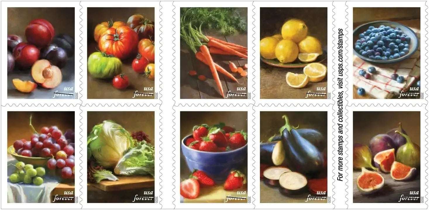 Forever Stamps 2020 Fruits & Vegetables-Fresh Produce Collection, First-Class Postage