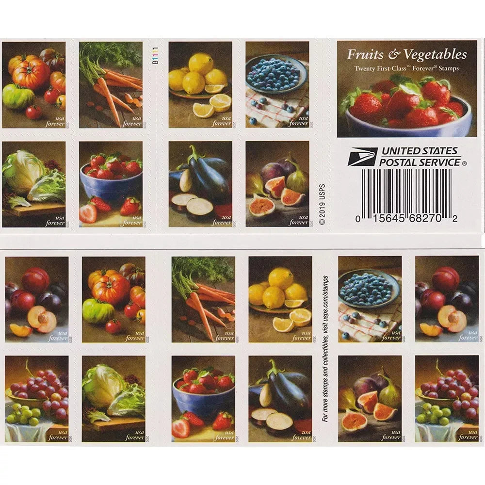 Forever Stamps 2020 Fruits & Vegetables-Fresh Produce Collection, First-Class Postage